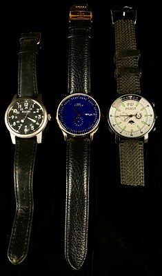 Three Men's Wristwatches, including Bulova, Grand Frank, and FD Feida. A group of three men's 
