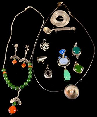A Collection of Sterling Silver and Gemstone Jewelry, including a Whitney Kelly Multi-Stone Pendant