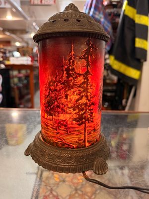 Vintage Scene-in-Action Forest Fire Motion Lamp. A vintage Scene-in-Action Forest Fire Motion 