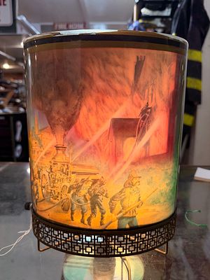 Vintage 1950s L.A. Goodman Fire Fighters Motion Lamp. A Vintage 1950s L.A. Goodman Fire Fighters 