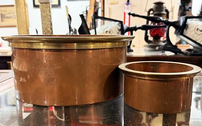 A Pair of Schuyler Co N.Y. Copper and Brass Standard Measures. A pair of cylindrical vessels 