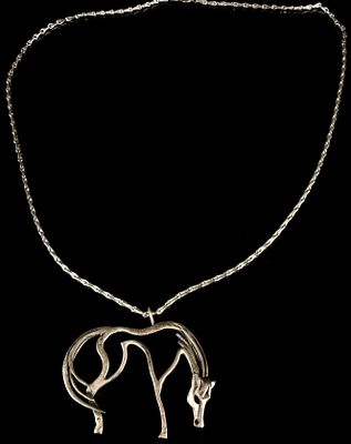 Sterling Silver Abstract Openwork Grazing Horse Pendant Necklace
Category: Necklaces & Pendants. 
