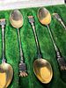 A Collection of Six Patinated Metal Souvenir Spoons with Gilt Bowls in Fitted Case. A collection Image - 3