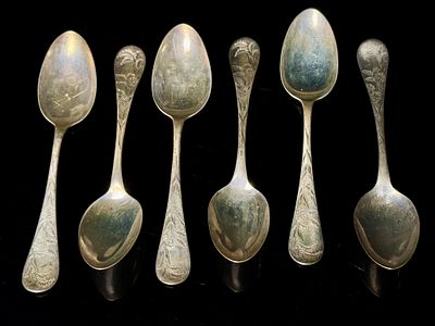 A Set of Six Towle and Son Sterling Silver Spoons. A collection of six Sterling silver spoons 