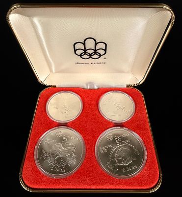 1976 Montreal Olympics Canadian Sterling Silver Four Coin Proof Set 4 ozt. A complete numismatic 