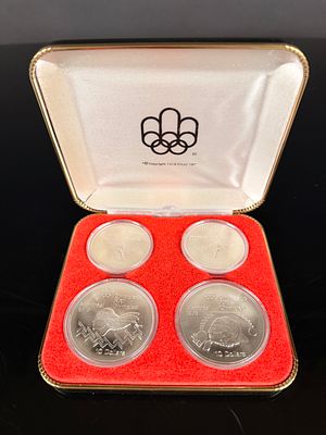 1976 Canadian Montreal Olympic Sterling Silver Four Coin Set 4 ozt. A collection of four 