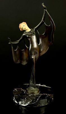 Art Deco Style Dancer Sculpture After Gerda Iro, Collection Fran&ccedil;aise. A single Art Deco style 