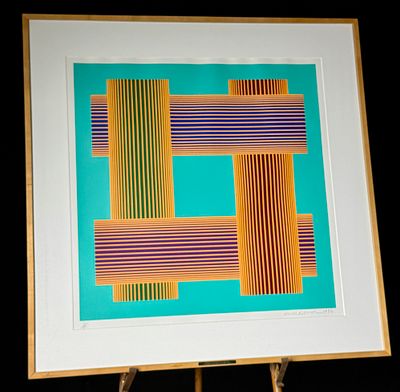 Richard Anuszkiewicz Untitled (Translumina with Turquoise) Serigraph 1986. A late 20th-century 