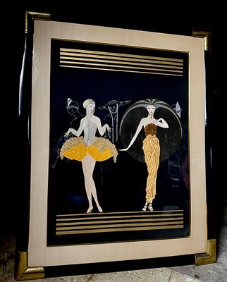 Erte Signed and Numbered Artist Proof Serigraph Morning Day. A large framed Art Deco style 