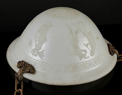 Steuben Calcite Acid-Etched Inverted Dome Ceiling Light Fixture. A single inverted dome ceiling 