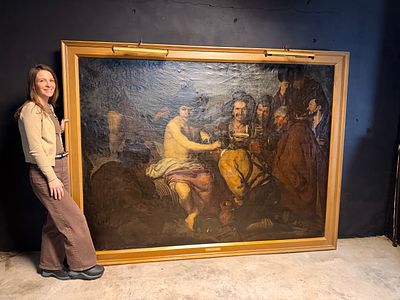 Large-Scale Oil on Canvas After Diego Vel&aacute;zquez, The Triumph of Bacchus, Originally Hung in the 