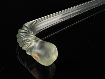 Large Blown Glass End-of-Day Parade Cane or Walking Stick. A substantial lampwork glass parade 