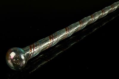 Antique End of Day Twisted Glass Parade Cane. A large, hand-blown glass parade cane, often 