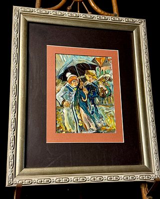 Expressionist Impasto Painting of Rainy Street Scene, Signed Josef Dill von Leien. Original 