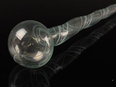 Antique Blown Glass End of Day Parade Cane Whimsey. A single antique free-blown glass parade 