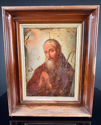 19th Century Mexican Retablo Depicting Saint Francis. A 19th Century Mexican religious folk art 