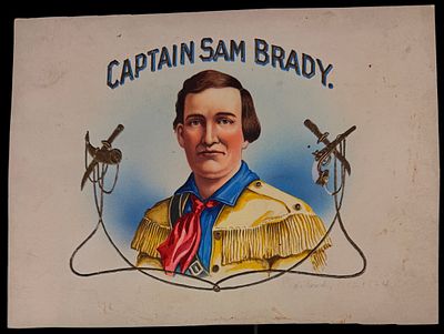 Original Design Proof for Captain Sam Brady Cigar Box Label, F. M. Howell Context. A single 