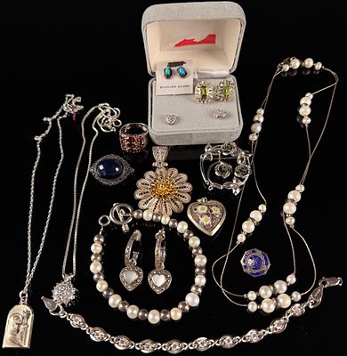An Assortment of Vintage Sterling Silver Jewelry including Monet and Trifari. This collection of 