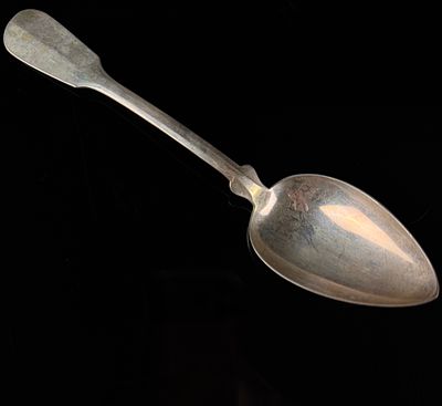 1.8 Ozt 800 Silver Fiddle Pattern Serving Spoon by Kurtz. A German 800 silver serving spoon 