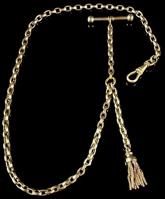 Victorian Style Gold-Tone Albert Watch Chain with Tassel Fob. A Victorian style Albert watch 