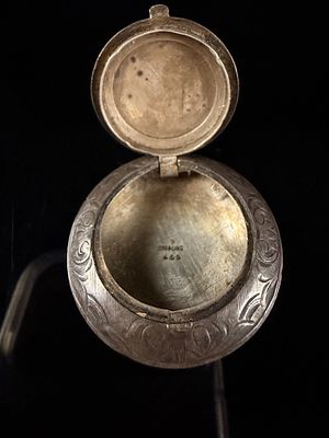 Sterling Silver Circular Locket or Pillbox Pendant by Watson and Newell Co. small dent to the 