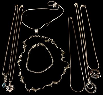 A Collection of Sterling Silver Jewelry. A collection of sterling silver jewelry consisting of 