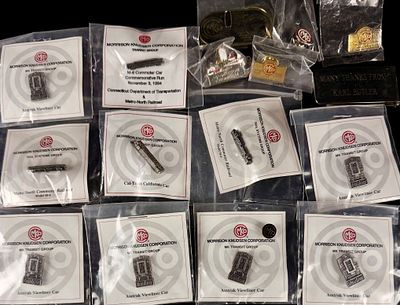 A Collection of Morrison Knudsen Corporation Railroad Memorabilia and Commemorative Pins. A 