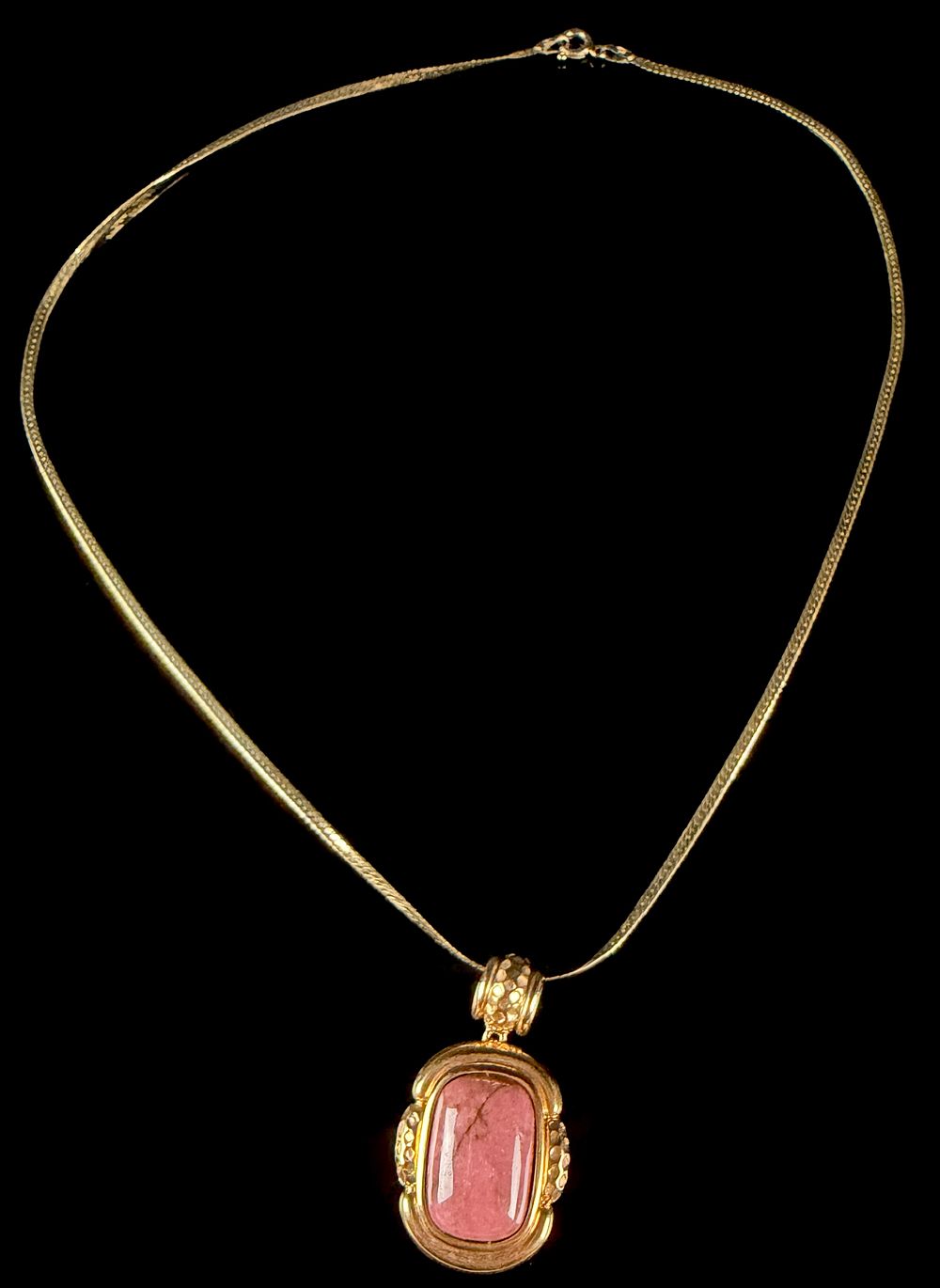 Milor Italian Gold-Plated Sterling Silver Necklace and Rhodonite Pendant. This lot features a 