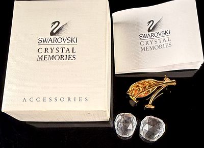 Swarovski Crystal Memories Gold-Tone and Faceted Crystal Cherry Brooch. A Swarovski Crystal 