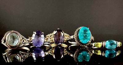 A Collection of Sterling Silver and Gemstone Rings. A collection of rings featuring sterling 