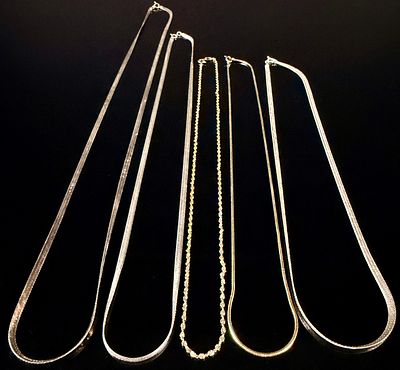 An Assortment of Rose, Yellow, and White Gold Plated Chains. An assortment of 18k rose, yellow 