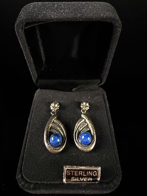 A Pair of Carolyn Pollack Relios Sterling Silver and Lapis Lazuli Drop Earrings. A pair of 