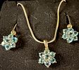A Trio of Sterling Silver and Blue Topaz Floral Cluster Jewelry Items. A sterling silver and Image - 1