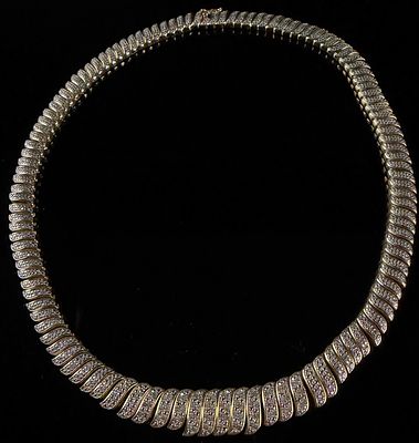 Sterling Flexible Link Collar Necklace. This flexible collar-style necklace is composed of 