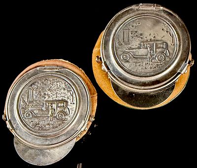 A Pair of Vintage Berkshire Trails Massachusetts Souvenir Motorist Cap Trinket Boxes. This pair 