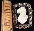 Sterling Silver and Black Ground Cameo Brooch with Classical Female Profile. A rectangular cameo Image - 3