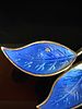 David Andersen Willy Winnaess Norwegian Sterling Silver and Blue Guilloche Enamel Leaf Brooch. Th Image - 1