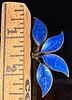 David Andersen Willy Winnaess Norwegian Sterling Silver and Blue Guilloche Enamel Leaf Brooch. Th Image - 4