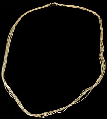 IBB Italian Sterling Silver Eight Strand Woven Mesh Necklace. This multi-strand necklace is 