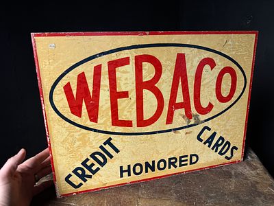 Vintage Webaco Oil Company Tin Double Sided Flange Sign. A mid-20th century tin double sided 