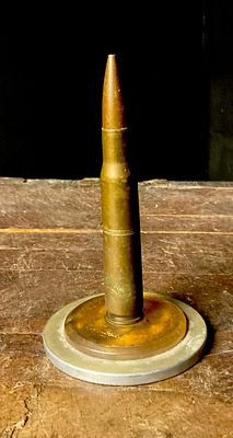 WWII US Army Air Forces Trench Art .50 Caliber Desktop Paperweight. A World War II-era trench 