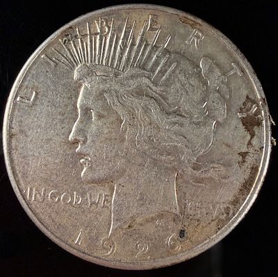 1926-S US Peace Silver Dollar. This is a United States Peace silver dollar struck at the San 