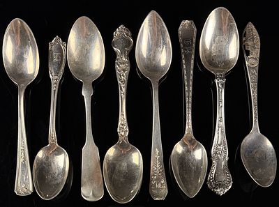 An Assortment of Sterling Silver Flatware and Souvenir Spoons Including Gorham and Wallace. This 