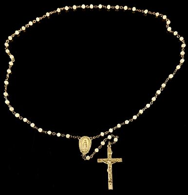 Creed Sterling Silver and Mother-of-Pearl Five-Decade Rosary. A vintage five-decade Catholic 