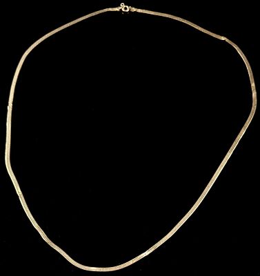 Sterling Silver Herringbone Chain Necklace. A sterling silver chain necklace featuring a flat 