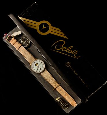 Belair Moonphase Date Quartz Wristwatch Reference A4113 New Old Stock with Box and Tags. This 