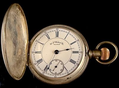 United States Watch Company 18s Coin Silver Hunter Case Pocket Watch. This is an 18-size hunter 