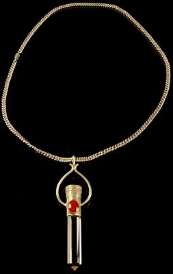 Sterling Silver and 14K Gold Light-Up Crystal Point Pendant Necklace. This necklace features a 