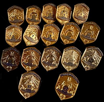 Collection of 17 Vintage US National Safety Council Safe Driver Award Lapel Pins. This lot 