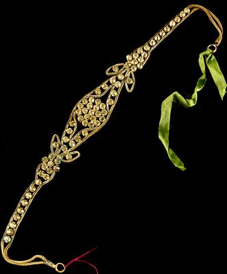 Antique Edwardian Style Gilt Metallic Wire and Paste Stone Bandeau Hair Ornament. An antique 